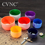 CVNC Set Of 7 PCS 6-12 Inch Colored Frosted Quartz Crystal Singing Bowls Sound Therapy Foy Yoga Meditation