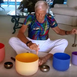 CVNC Set Of 7 PCS 6-12 Inch Colored Frosted Quartz Crystal Singing Bowls Sound Therapy Foy Yoga Meditation