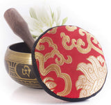 Silent Mind ~ Tibetan Singing Bowl Set ~ Antique Design ~ With Dual Surface Mallet and Silk Cushion ~ Promotes Peace, Chakra Healing, and Mindfulness ~ Exquisite Gift